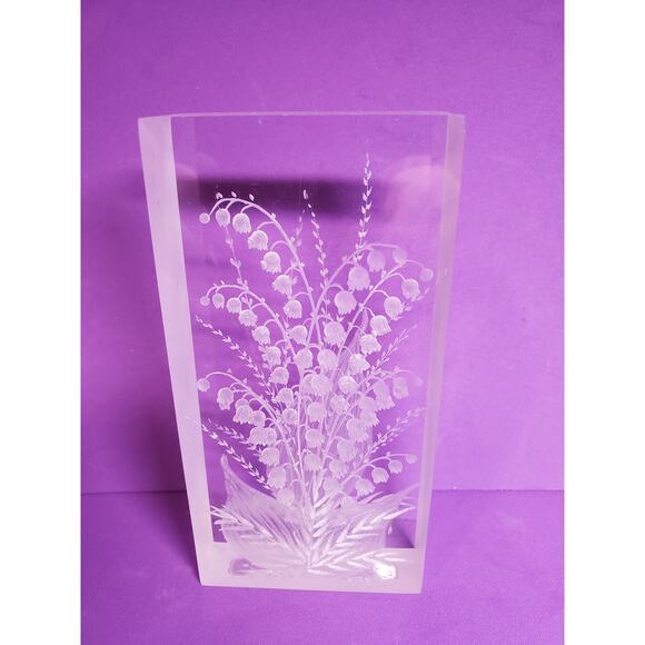 Fra - Lily of the Valley Flower Frank R. Albrecht Original etched Lucite - 5" - Picture 1 of 5